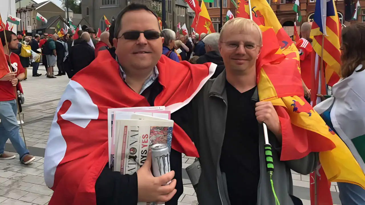 Rob Mimpriss and Robert Smith at the march for Welsh independence in Merthyr Tudful, 7th September 2019